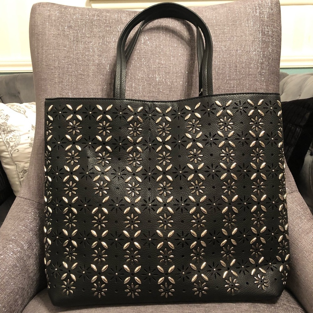 Chelsea 28 Faux Leather Embellished Tote Black
